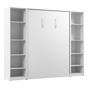 Pemberly Row Wood Full Murphy Bed with Closet Organizers in White