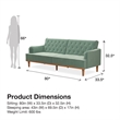 Pemberly Row Vintage Convertible Sofa Bed Futon in Teal Velvet
