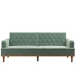 Pemberly Row Vintage Convertible Sofa Bed Futon in Teal Velvet