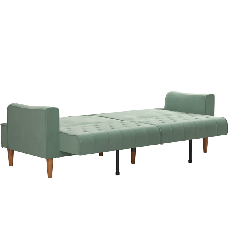 Pemberly Row Vintage Convertible Sofa Bed Futon in Teal Velvet