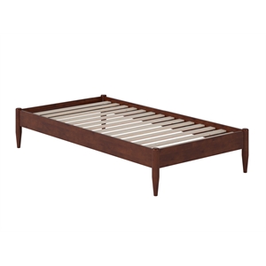 Pemberly Row Modern 14&quot Twin Basic Platform Bed Frame in Walnut