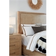 Pemberly Row Contemporary King Wood Cane Panel Bed in Beige Finish
