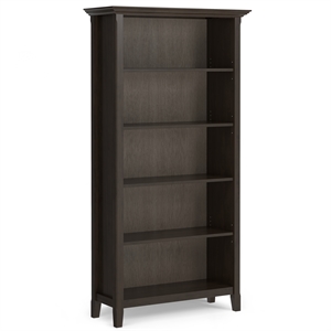 Pemberly Row 36&quot 5-Shelf Solid Wood Bookcase in Hickory Brown