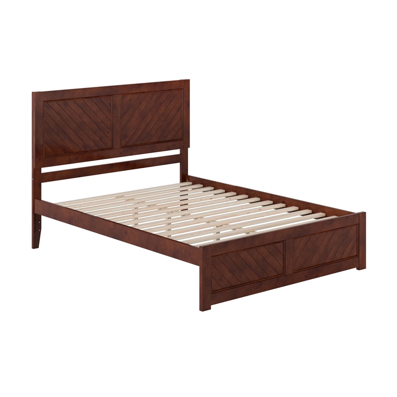 Pemberly Row Canyon Queen Wood Platform Bed with Matching Footboard in Walnut