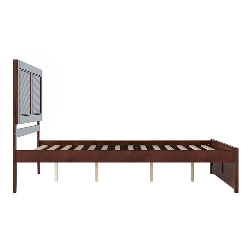 Pemberly Row Canyon Queen Wood Platform Bed with Matching Footboard in Walnut