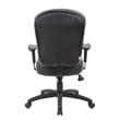 Pemberly Row Faux Leather Task Chair with Adjustable Arms in Black