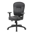 Pemberly Row Faux Leather Task Chair with Adjustable Arms in Black