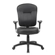 Pemberly Row Faux Leather Task Chair with Adjustable Arms in Black