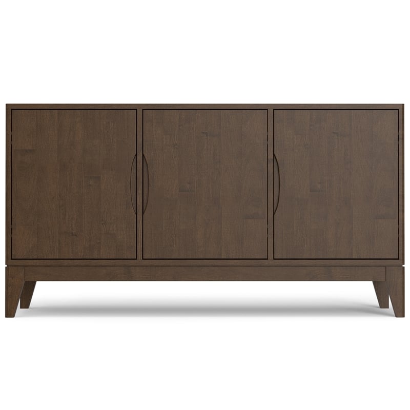 Pemberly Row 3-Door Solid Wood Sideboard Buffet/Storage in Walnut Brown