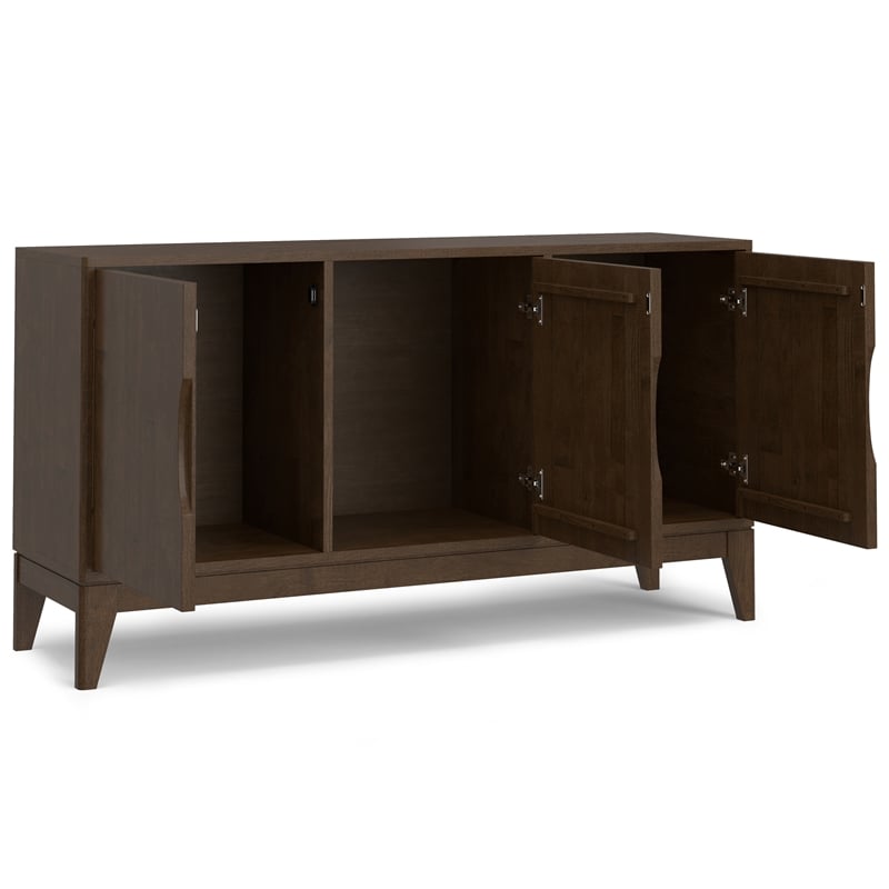 Pemberly Row 3-Door Solid Wood Sideboard Buffet/Storage in Walnut Brown