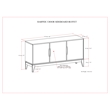 Pemberly Row 3-Door Solid Wood Sideboard Buffet/Storage in Walnut Brown