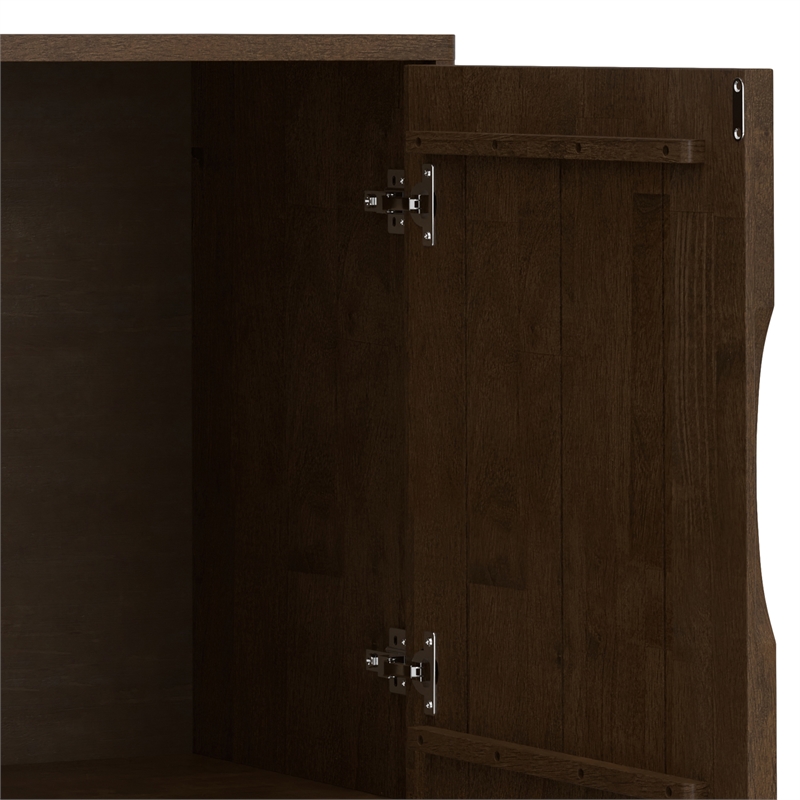 Pemberly Row 2-Door Solid Wood Sideboard Buffet/Storage in Walnut Brown