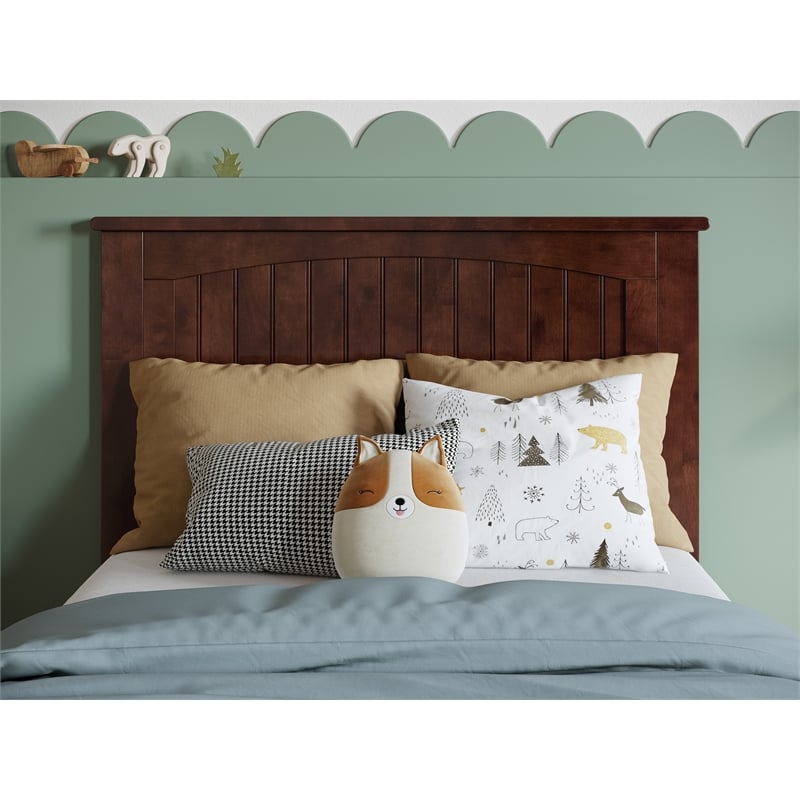 Pemberly Row Twin Coastal Solid Wood Panel Headboard in Walnut