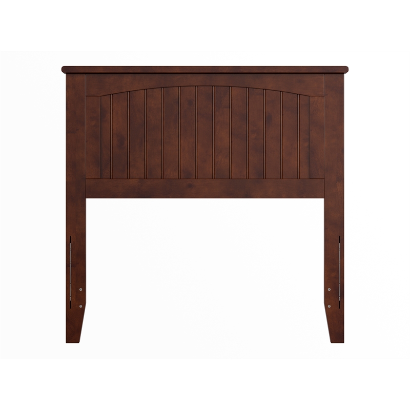 Pemberly Row Twin Coastal Solid Wood Panel Headboard in Walnut