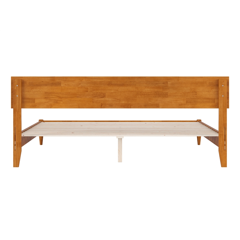 Pemberly Row Solid Wood Modern Low Profile King Platform Bed in Light Toffee