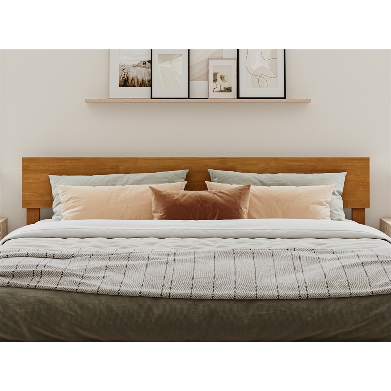 Pemberly Row Solid Wood Modern Low Profile King Platform Bed in Light Toffee