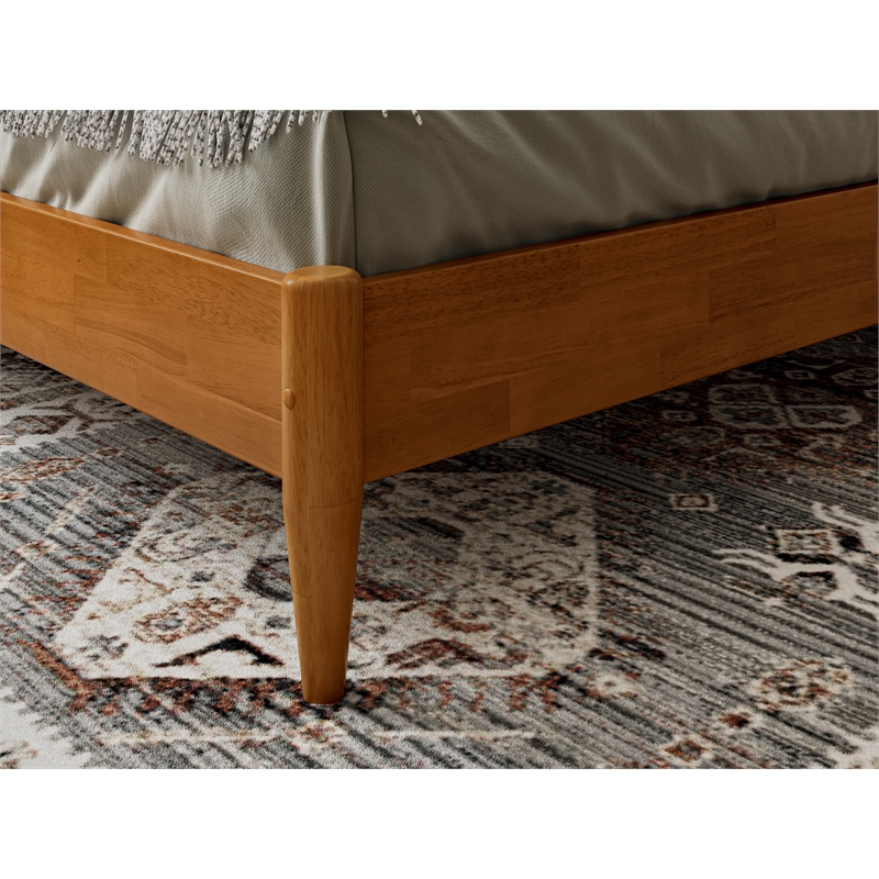 Pemberly Row Solid Wood Modern Low Profile King Platform Bed in Light Toffee