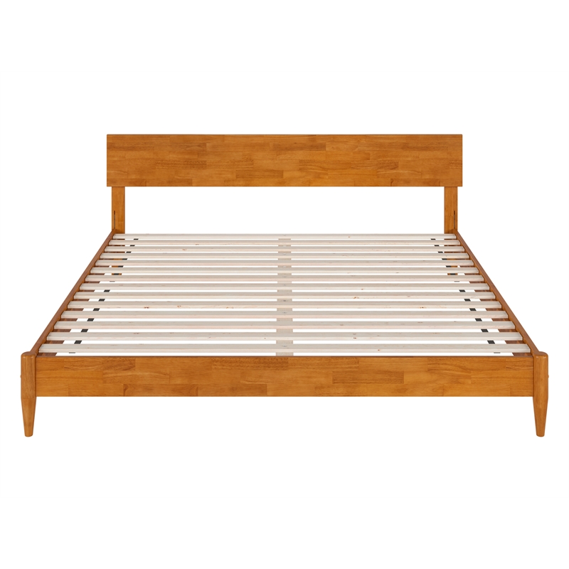 Pemberly Row Solid Wood Modern Low Profile King Platform Bed in Light Toffee