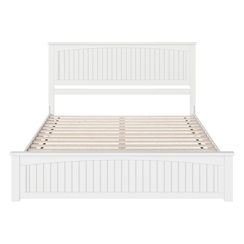 Pemberly Row King Wood Low Profile Platform Bed with Matching Footboard in White