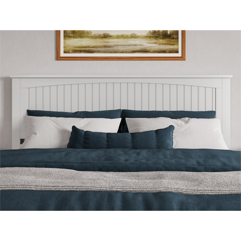 Pemberly Row King Wood Low Profile Platform Bed with Matching Footboard in White