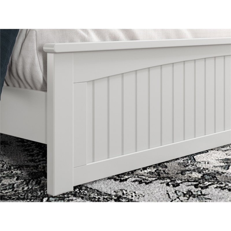 Pemberly Row King Wood Low Profile Platform Bed with Matching Footboard in White