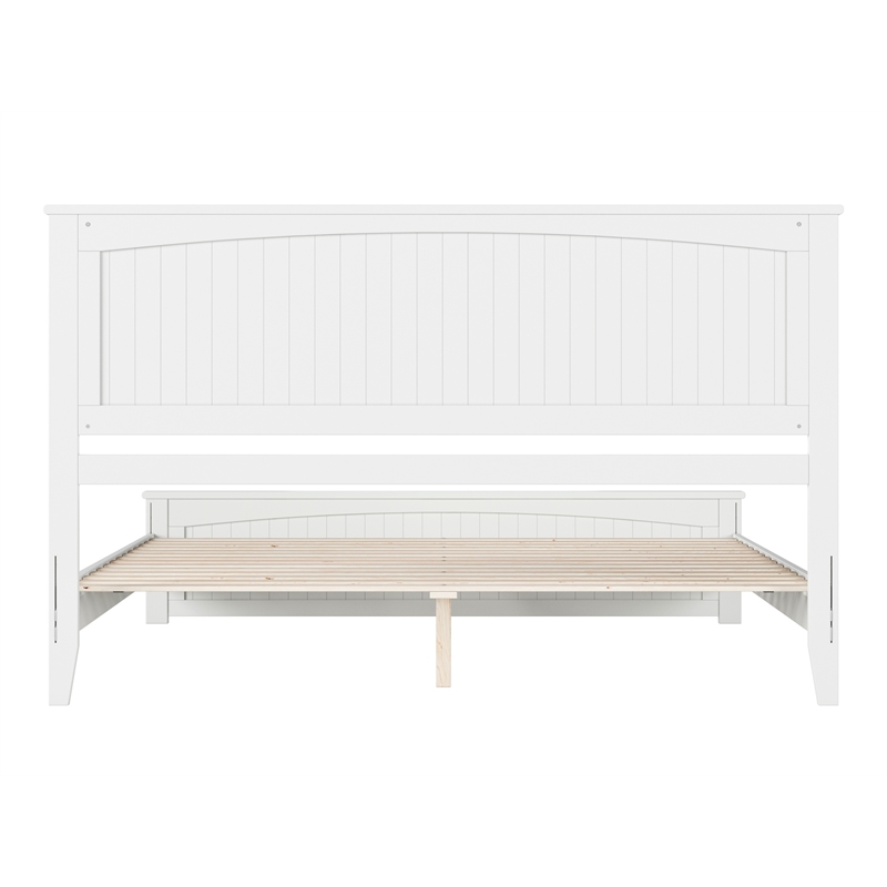 Pemberly Row King Wood Low Profile Platform Bed with Matching Footboard in White
