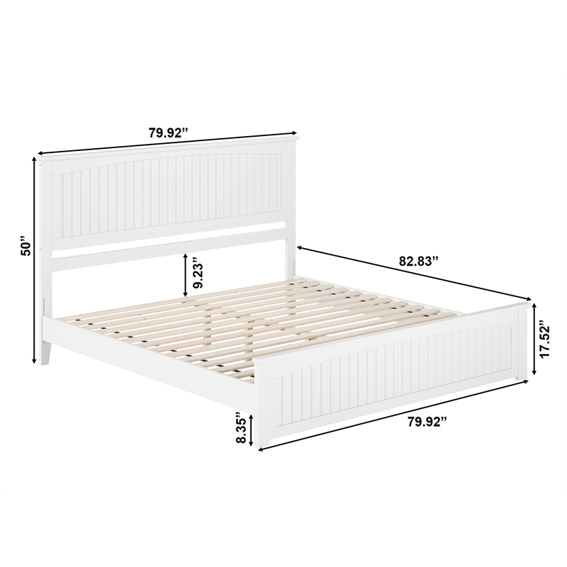 Pemberly Row King Wood Low Profile Platform Bed with Matching Footboard in White