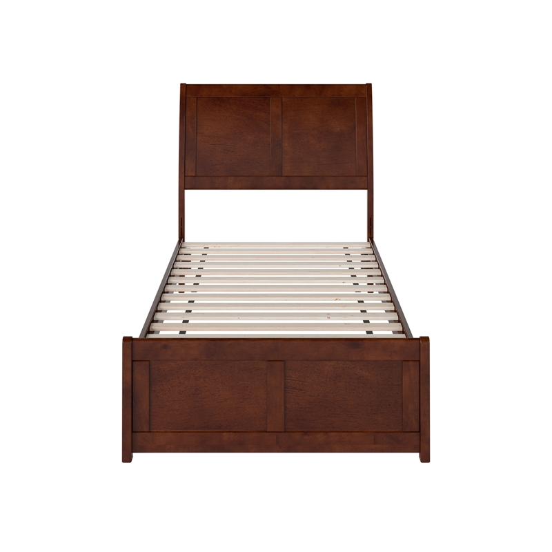 Pemberly Row Valencia Twin XL Low Profile Wood Platform Bed in Walnut
