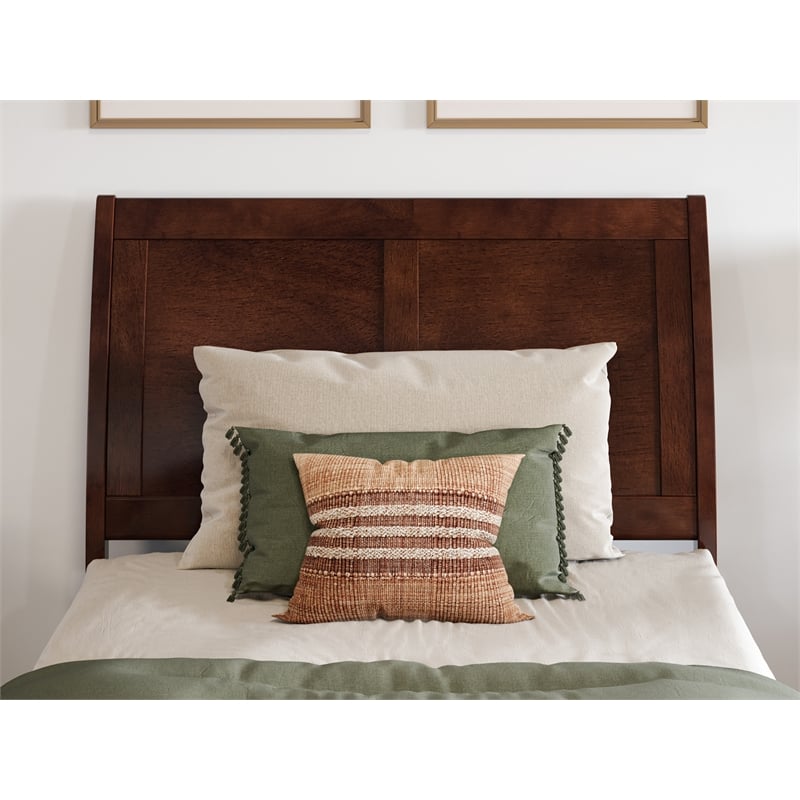 Pemberly Row Valencia Twin XL Low Profile Wood Platform Bed in Walnut