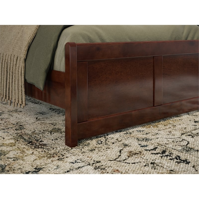 Pemberly Row Valencia Twin XL Low Profile Wood Platform Bed in Walnut