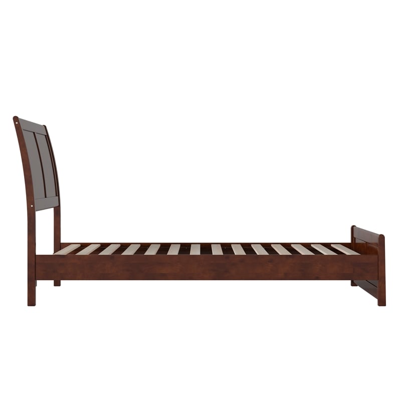 Pemberly Row Valencia Twin XL Low Profile Wood Platform Bed in Walnut