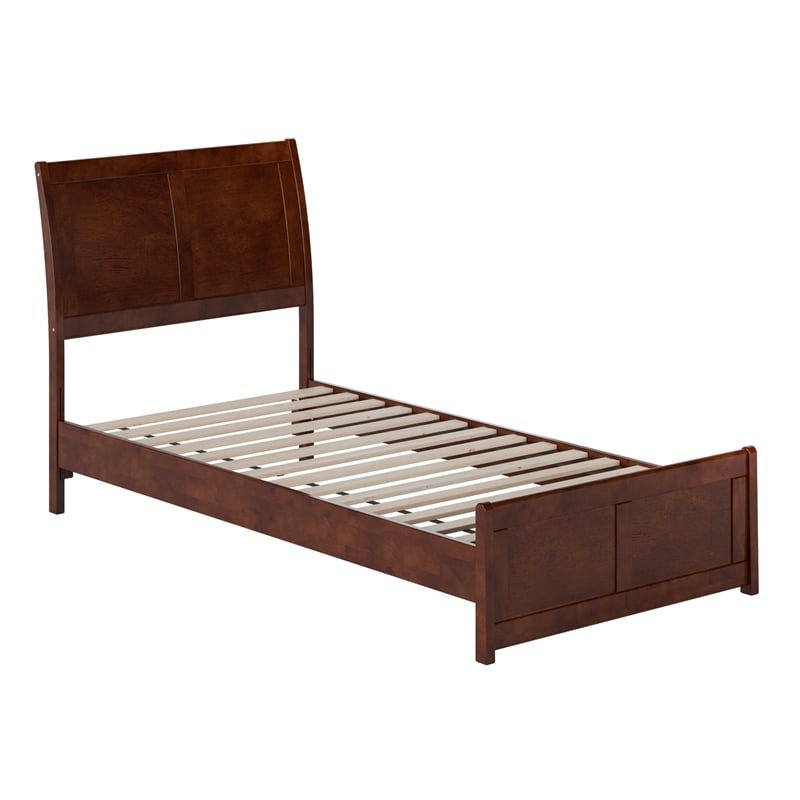 Pemberly Row Valencia Twin XL Low Profile Wood Platform Bed in Walnut