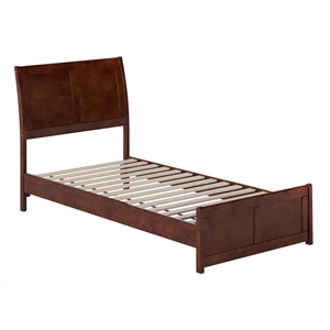 Pemberly Row Valencia Twin XL Low Profile Wood Platform Bed in Walnut