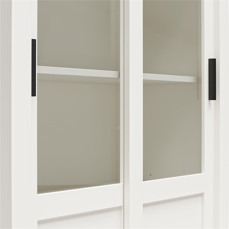 Pemberly Row Rustic Farmhouse Bookcase Cabinet - White w/Brown Oak