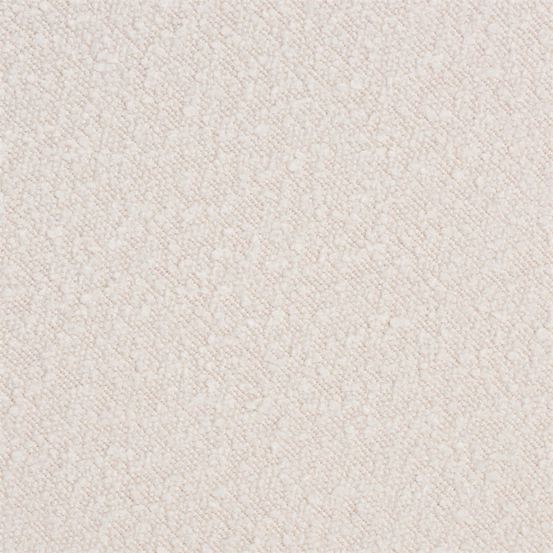 Pemberly Row Cream Boucle Fabric and Brown Wood Ottoman Footstool