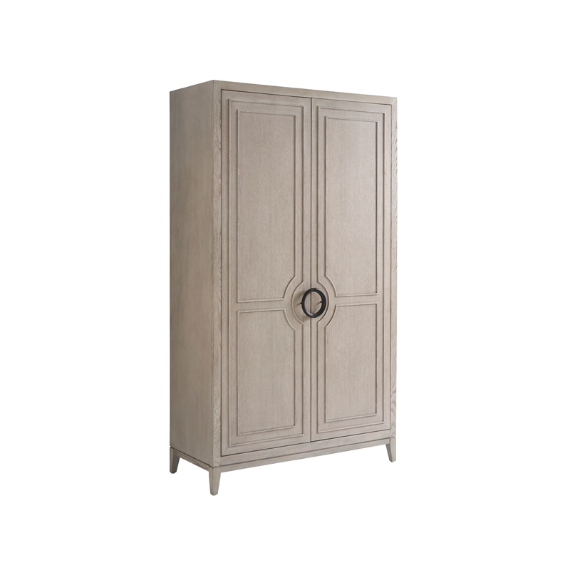 Pemberly Row Contemporary Two Door Wardrobe in Gray Oak Wood