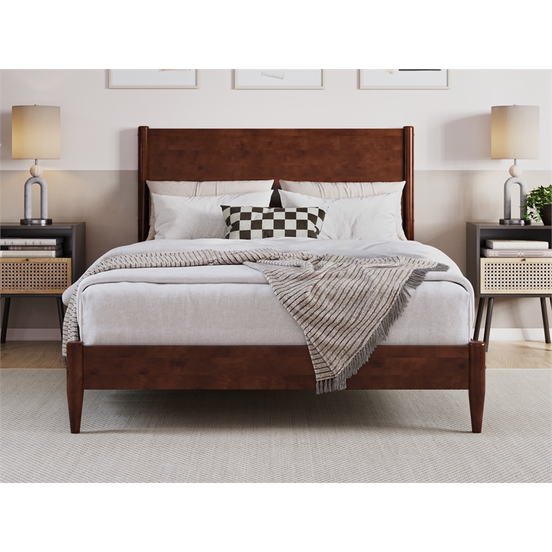 Pemberly Row Modern Full Wood Low Profile Platform Bed in Walnut