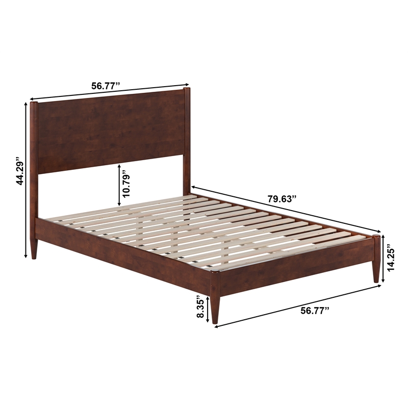 Pemberly Row Modern Full Wood Low Profile Platform Bed in Walnut