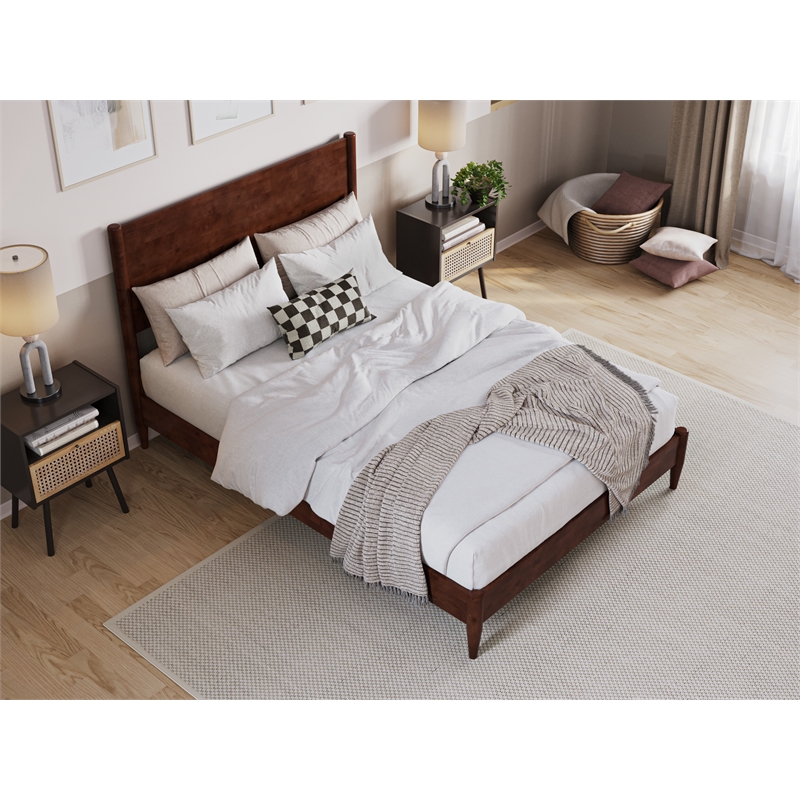 Pemberly Row Modern Full Wood Low Profile Platform Bed in Walnut