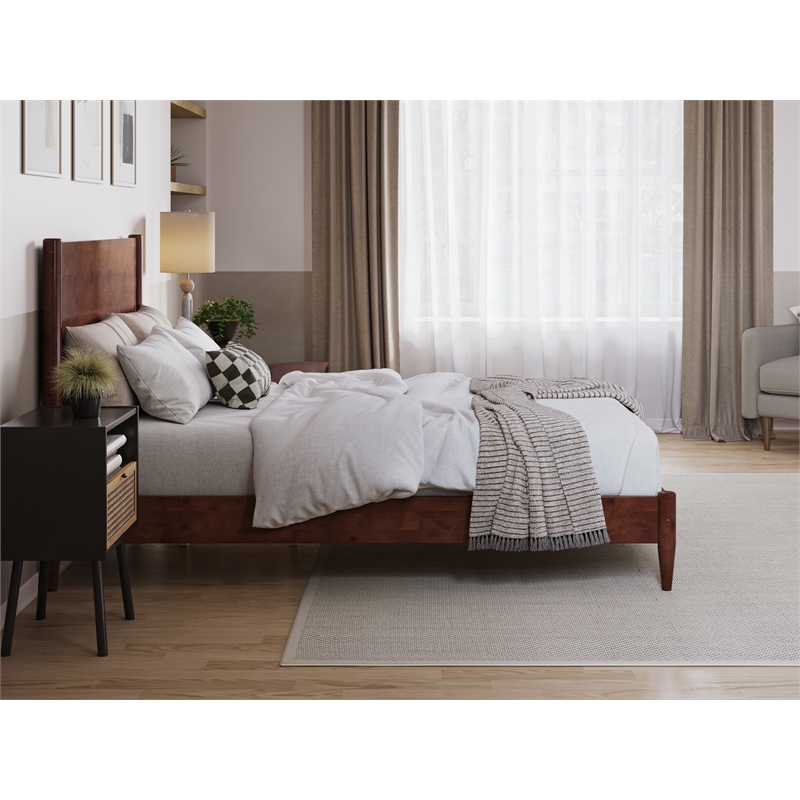 Pemberly Row Modern Full Wood Low Profile Platform Bed in Walnut