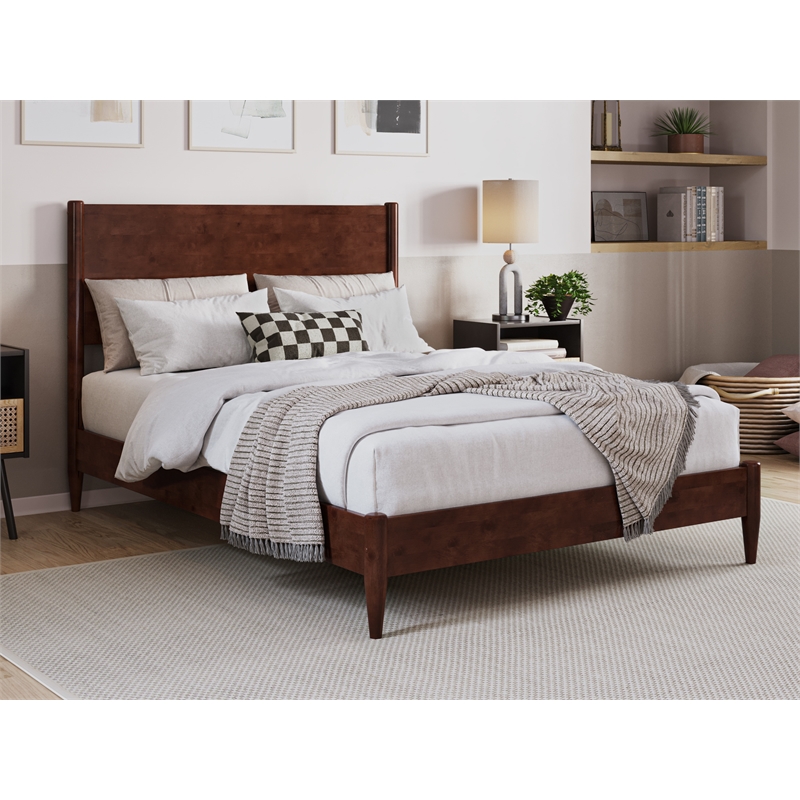 Pemberly Row Modern Full Wood Low Profile Platform Bed in Walnut