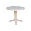 Pemberly Row  Solid Wood Round Top Pedestal Dining Table with Leaf in Unfinished