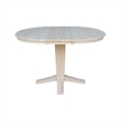 Pemberly Row  Solid Wood Round Top Pedestal Dining Table with Leaf in Unfinished