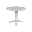 Pemberly Row  Solid Wood Round Top Pedestal Dining Table with Leaf in Unfinished