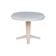 Pemberly Row  Solid Wood Round Top Pedestal Dining Table with Leaf in Unfinished
