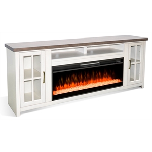 Pemberly Row Contemporary 76&quot Media Console with Electric Fireplace