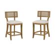 Pemberly Row 2 Piece Coastal Linen Fabric Counter Stool Set in Beige