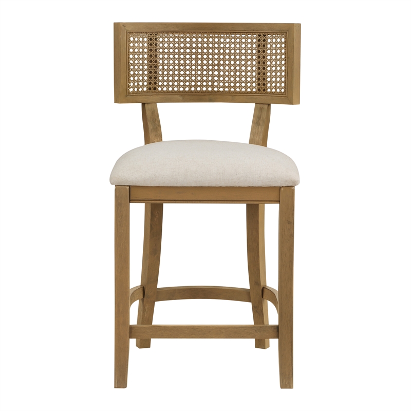 Pemberly Row 3 Piece Coastal Linen Fabric Counter Stool Set in Beige