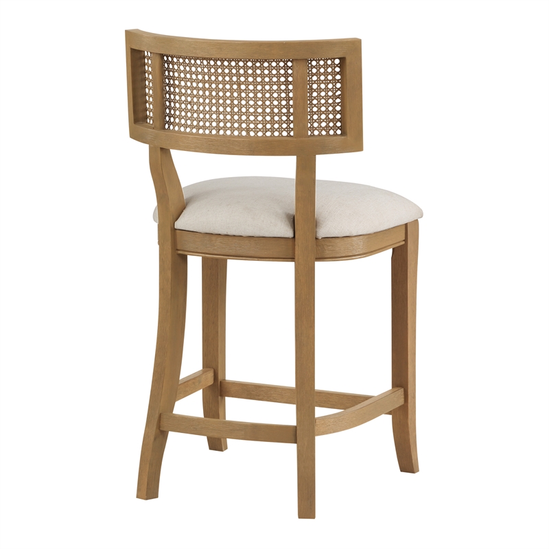 Pemberly Row 3 Piece Coastal Linen Fabric Counter Stool Set in Beige