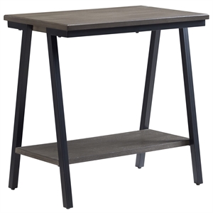 Pemberly Row Contemporary Narrow Side Table with Metal Frame in Gray